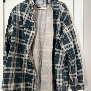 Abercrombie Plaid Flannel Jacket - Green and White